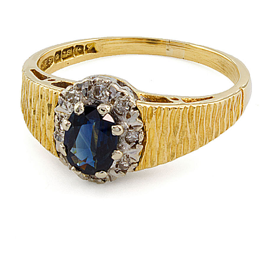 18ct gold Sapphire/Diamond Cluster Ring size N